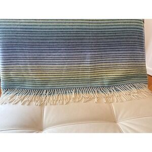 Missoni Home Wool Striped Throw Blanket 66 x 54 Fringe Luxury Cozy Warm Artisan
